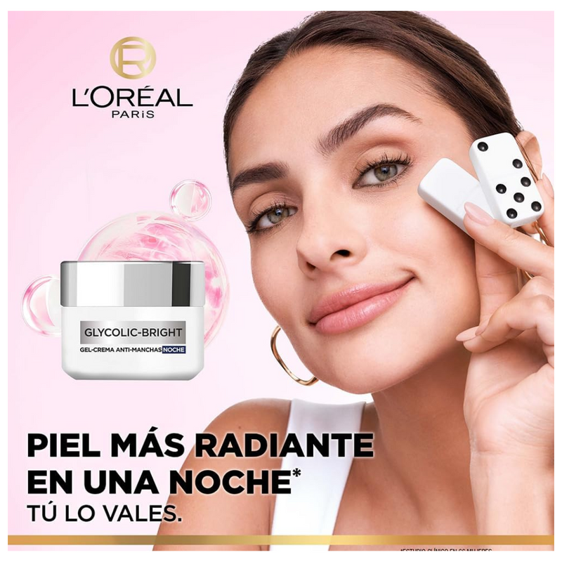 LOréal Paris Glycolic-Bright Gel-Crema Noche Anti-Manchas 50ml