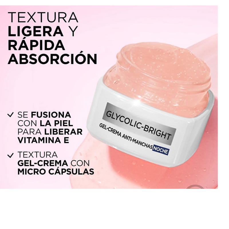 LOréal Paris Glycolic-Bright Gel-Crema Noche Anti-Manchas 50ml