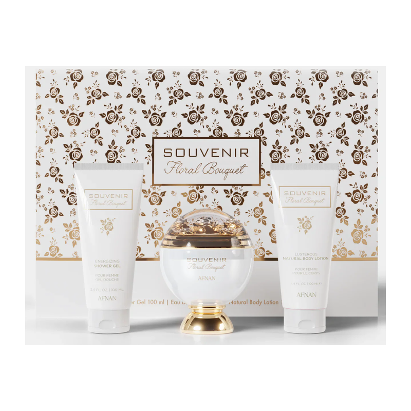Afnan Souvenir Floral Bouquet EDP 100ml + Shower Gel 100ml + Body Lotion 100ml Set