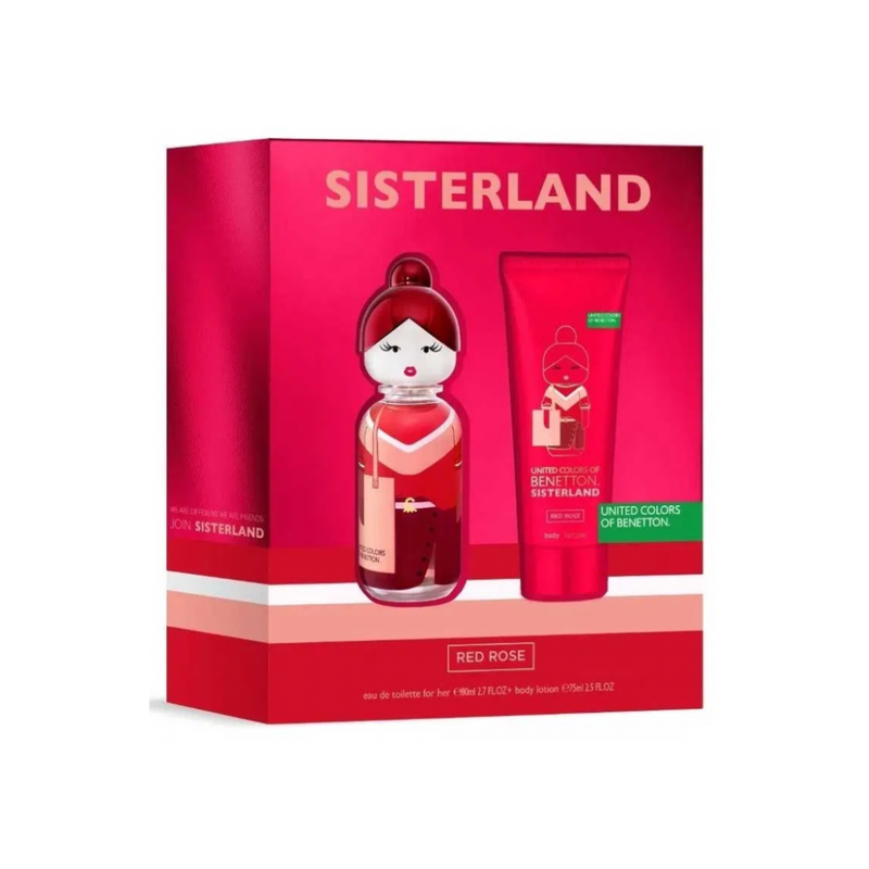 Set Benetton Sisterland Red Rose EDT 80ml + Body Lotion 75ml