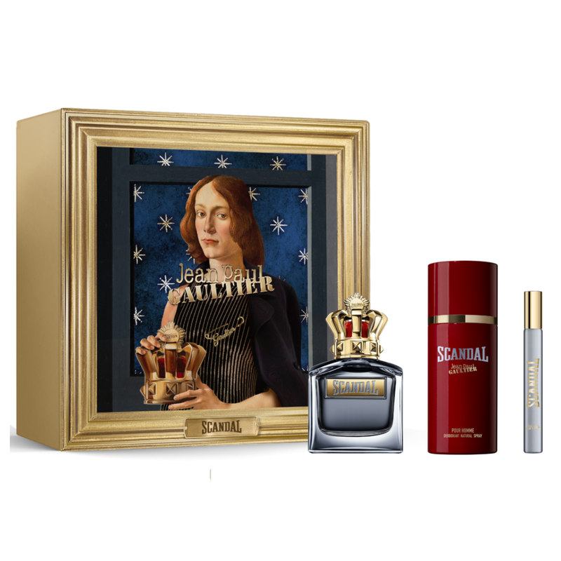 Set Perfume Jean Paul Gaultier Scandal EDT pour Homme EDT 100 ml + Mini 10 ml + Deo 150 ml HD24