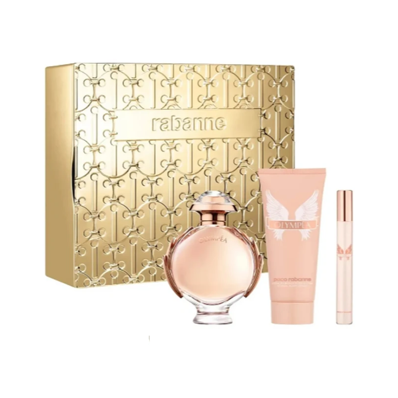 Set Perfume Paco Rabanne Olympéa EDP 80 ml + Body Lotion 100 ml + Travel Spray 10 ml HD24