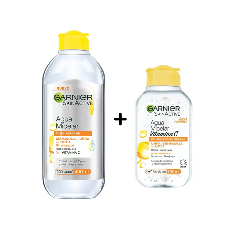 Set de Limpieza Facial Garnier Agua Micelar Vitamina C 400 ml + 100 ml
